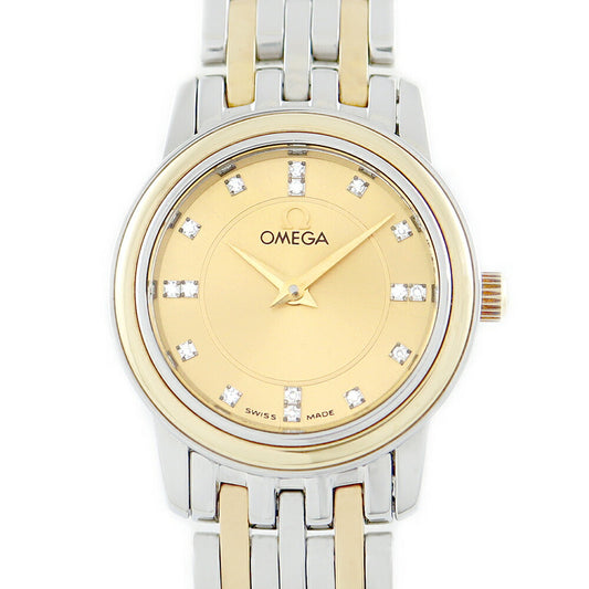 電池交換済 OMEGA オメガ DeVille デビル プレステージ 純正ダイヤモンド 16Pダイヤ 金 ゴールド SS ステンレス YGP イエローゴールド レディース クォーツ デヴィル【6ヶ月保証】【腕時計】【中古】