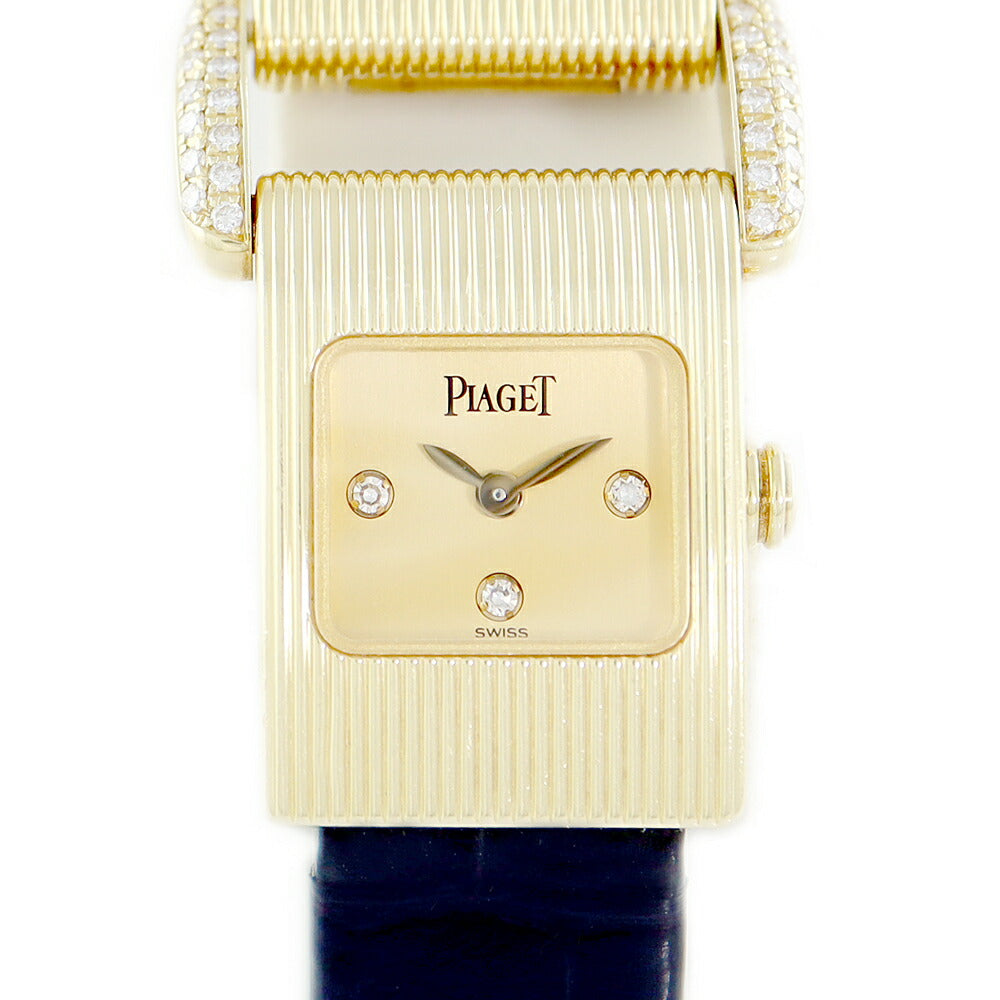 電池交換済 PIAGET ピアジェ ミスプロトコール 5222 純正ダイヤモンド 3Pダイヤ K18YG イエローゴールド 金無垢 レディース クォーツ 【6ヶ月保証】【腕時計】【中古】