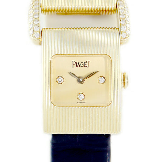 電池交換済 PIAGET ピアジェ ミスプロトコール 5222 純正ダイヤモンド 3Pダイヤ K18YG イエローゴールド 金無垢 レディース クォーツ 【6ヶ月保証】【腕時計】【中古】