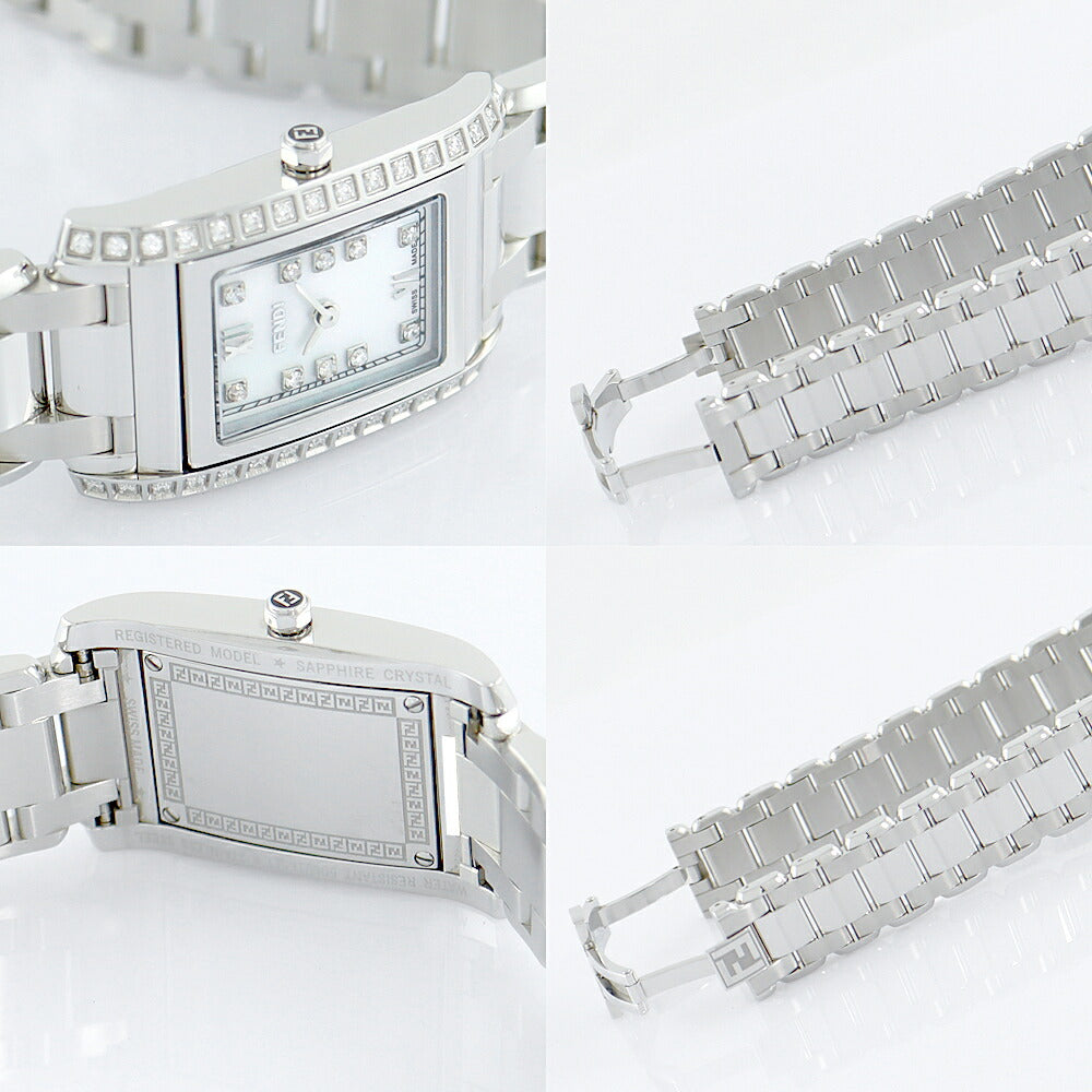 Battery replacement FENDI Fendi Loop 7600L F775240DDC Genuine Diamond 10P Diamond Diamond Besel White Shell White Shell SS Stainless Ladies Quartz [6 months Warranty] [Watch] [Used]