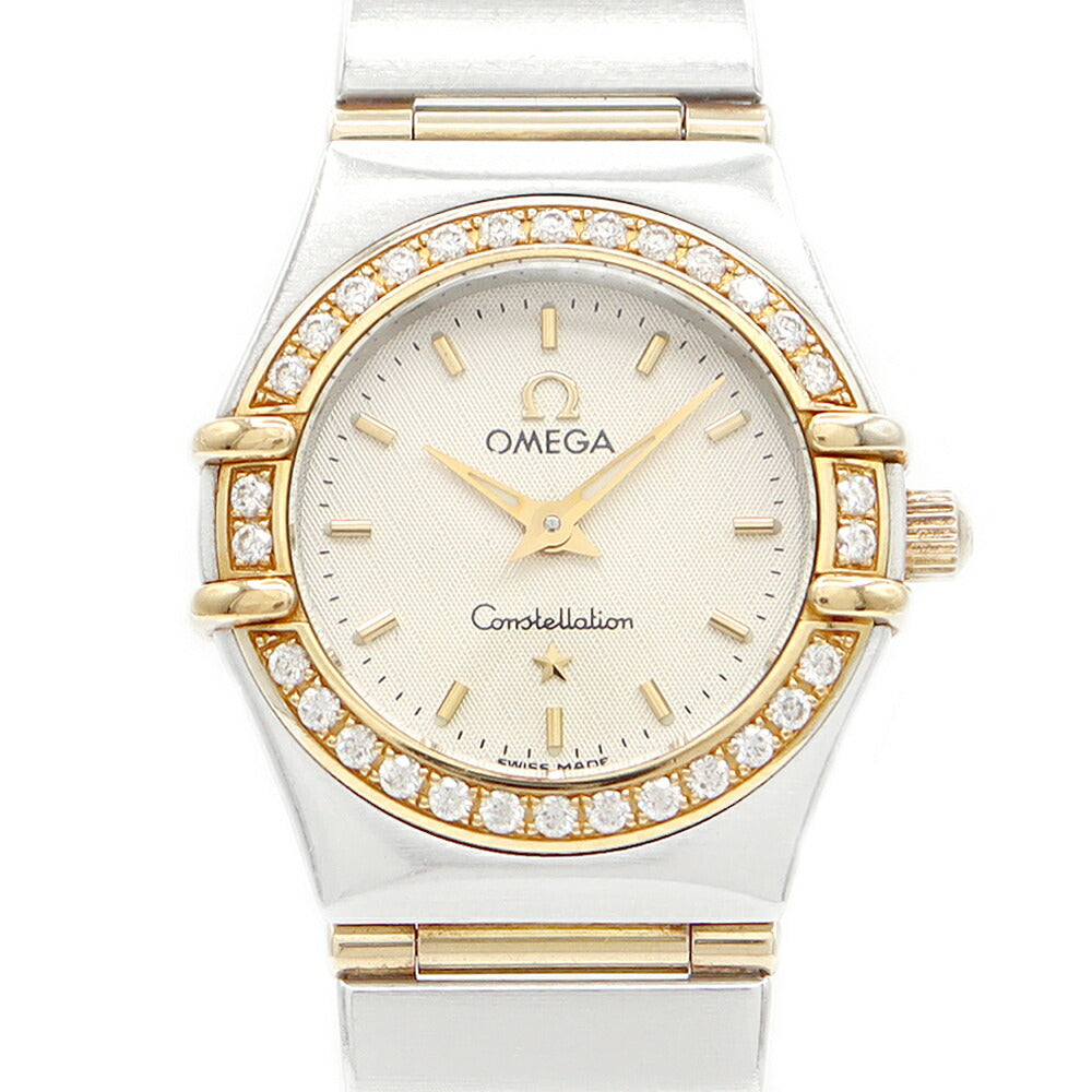 Battery replacement OMEGA Omega Constellation Mini 1267.3 Diamond Besel Genuine Diamond Silver YG Yellow Gold SS Stainless Combination Ladies Quartz [6 months warranty] [Watch] [Used]