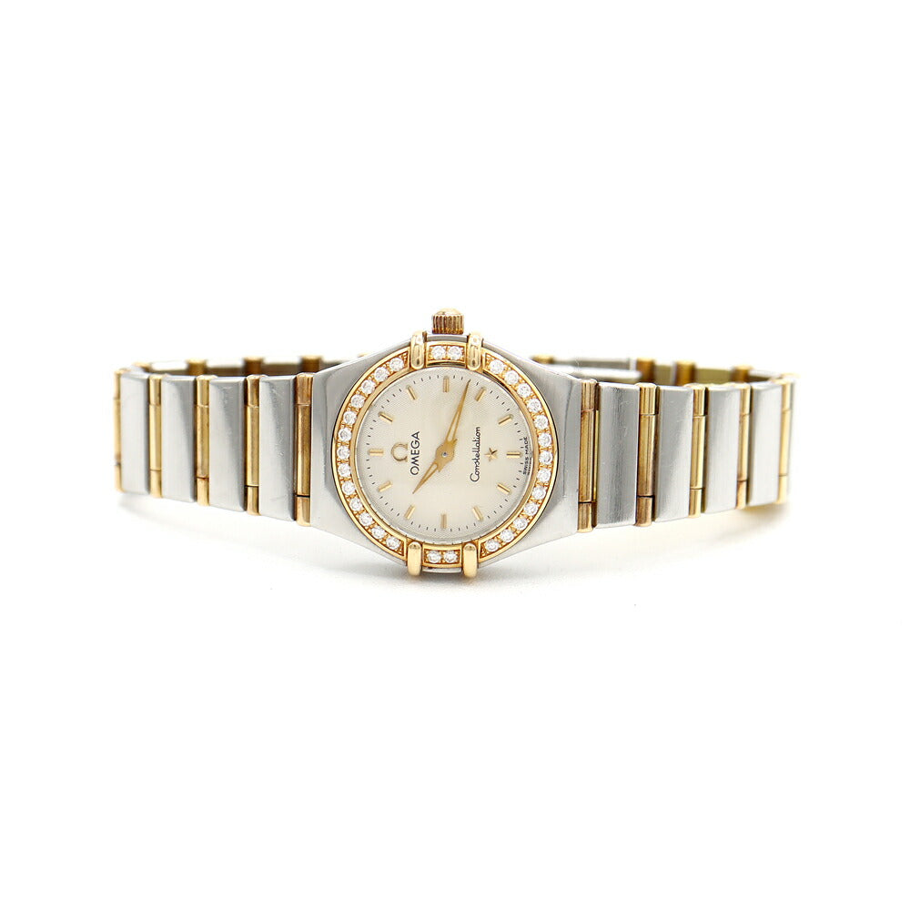 Battery replacement OMEGA Omega Constellation Mini 1267.3 Diamond Besel Genuine Diamond Silver YG Yellow Gold SS Stainless Combination Ladies Quartz [6 months warranty] [Watch] [Used]