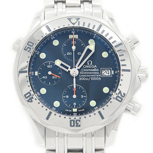 Inspection OMEGA Omega OMEGA Omega Sea Master 300 Professional Chronograph 2598.80 300m Waterproof Date Blue Navy Gyoche SS Stainless Men Automatic Wind [6 months Warranty] [Watch] [Used]