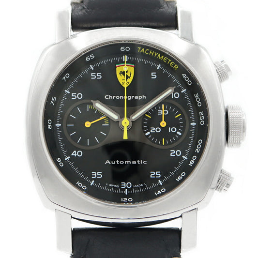 内部点検済 PANERAI Ferrari パネライ フェラーリ スクーデリア クロノグラフ FER00008 45mm スモールセコンド 黒 ブラック SS ステンレス 純正ベルト 純正尾錠 メンズ 自動巻き【6ヶ月保証】【腕時計】【中古】