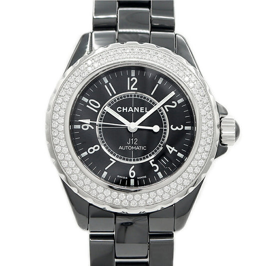 内部点検済 CHANEL シャネル J12 38mm H0950 純正ダイヤモンド 2重ダイヤベゼル 200m防水 デイト 黒 ブラック SS ステンレス CE セラミック メンズ 自動巻き【6ヶ月保証】【腕時計】【中古】