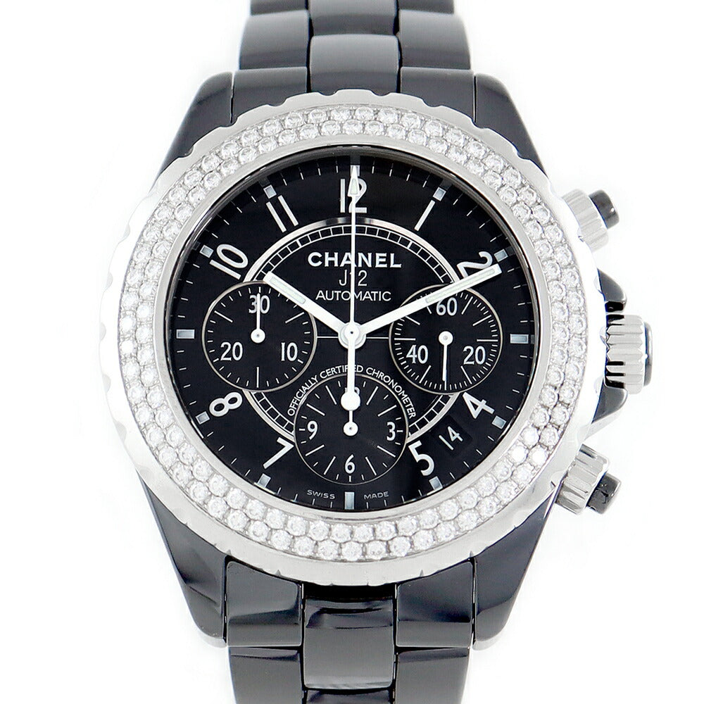 CHANEL Chanel J12 41mm H1009 Chronograph Date Genuine Diamond Double Diamond Diamond Diamond Diamond Black Black Ceramic SS Men's Automatic Wind