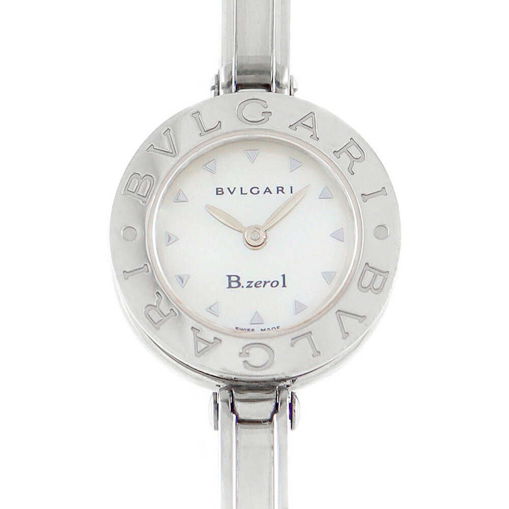 電池交換済 BVLGARI ブルガリ B-zero1 ビーゼロワン BZ22S 白 ホワイト シェル SS ステンレス レディース クォーツ バングル ウォッチ【6ヶ月保証】【腕時計】【中古】