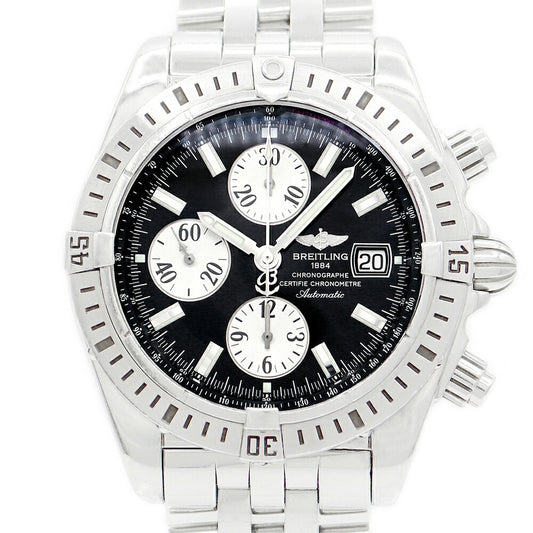 BREITLING クロノマット エボリューション クロノグラフ A13356 A156B19PA デイト 300m防水 黒 ブラック SS ステンレス 自動巻き【6ヶ月保証】【腕時計】【中古】