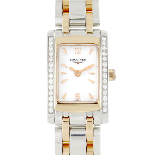 Battery replacement Longines Longin Dolchavita L5.158.5 Diamond beesel diamond white white SS Stainless steel PG Gold combination Ladies quartz [6 months warranty] [Watch] [Used]