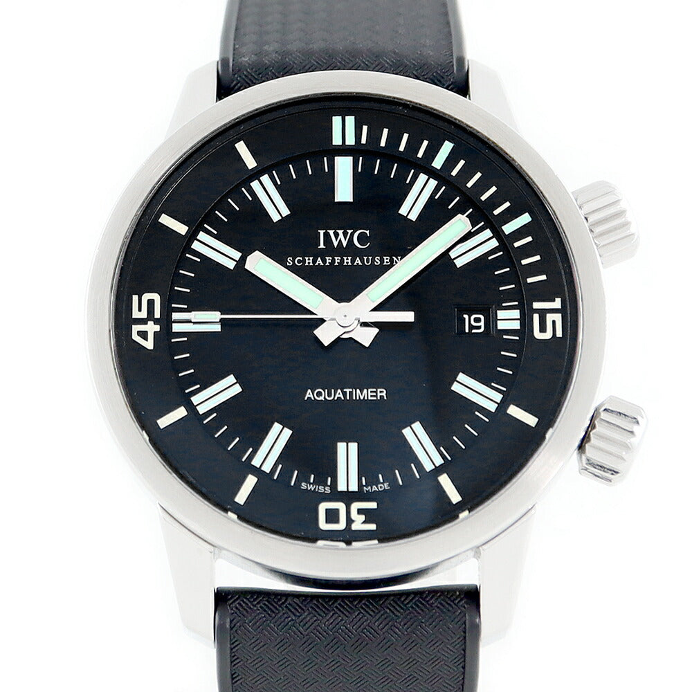 IWC International Watch Company Vintage Aqua Timer IW323101 Date Black Black SS Stainless Steel Genuine Belt Genuine Buckle Men Automatic Wind