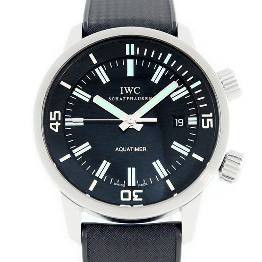 IWC インターナショナルウォッチカンパニー ヴィンテージ アクアタイマー IW323101 デイト 黒 ブラック SS ステンレス 純正ベルト 純正尾錠 メンズ  自動巻き 【6ヶ月保証】【腕時計】【中古】