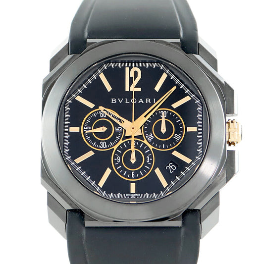 BVLGARI Bulgali octo Verochi Ultranello BGO41SCH Chronograph Date Black Black SS Stainless Steel Genuine Belt Genuine Buckwheat Men's Automatic Wind [6 months Warranty] [Watch] [Used]