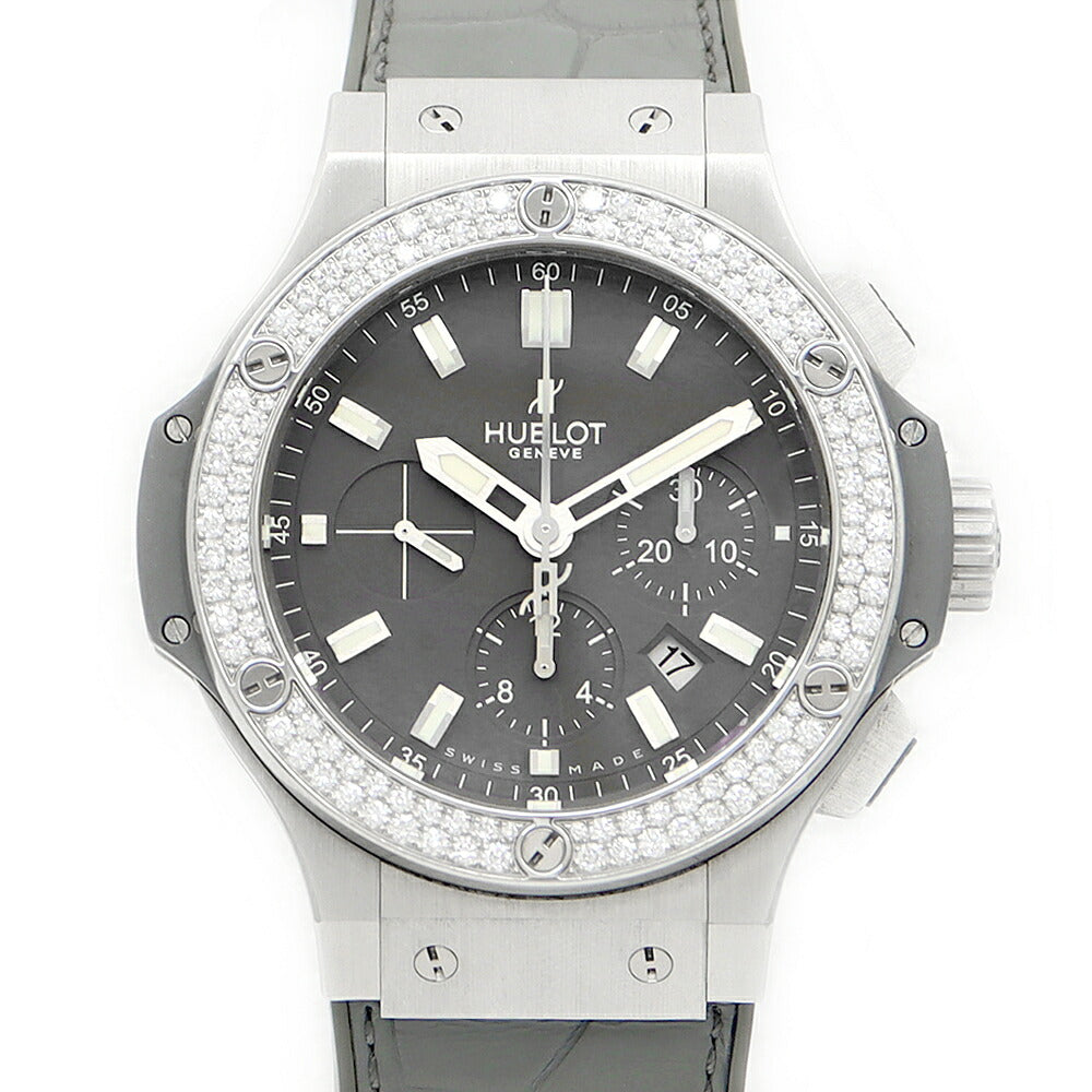 HUBLOT ウブロ ビッグバン アールグレイ クロノグラフ 301.ST.5020.GR.1104 44mm デイト 純正ダイヤモンド ダイヤベゼル グレー TI チタン SS ステンレス 純正ベルト 純正尾錠 メンズ 自動巻き ビックバン【6ヶ月保証】【腕時計】【中古】