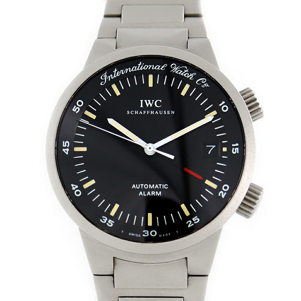 IWC インターナショナルウォッチカンパニー GST アラーム IW353701 デイト 黒 ブラック チタン メンズ  自動巻き【6ヶ月保証】【腕時計】【中古】