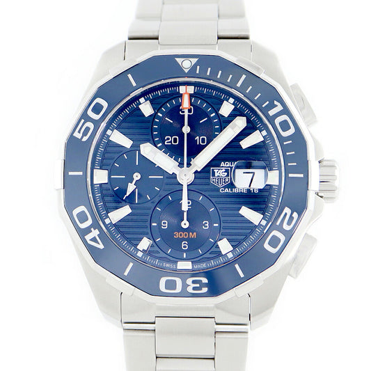 TAG HEUER Tag Hoier Aqua Relier Chronograph Calibur 16 CAY211B BA0927 Date Blue Navy SS Stainless Men Automatic winding [6 months warranty] [Watch] [Used]