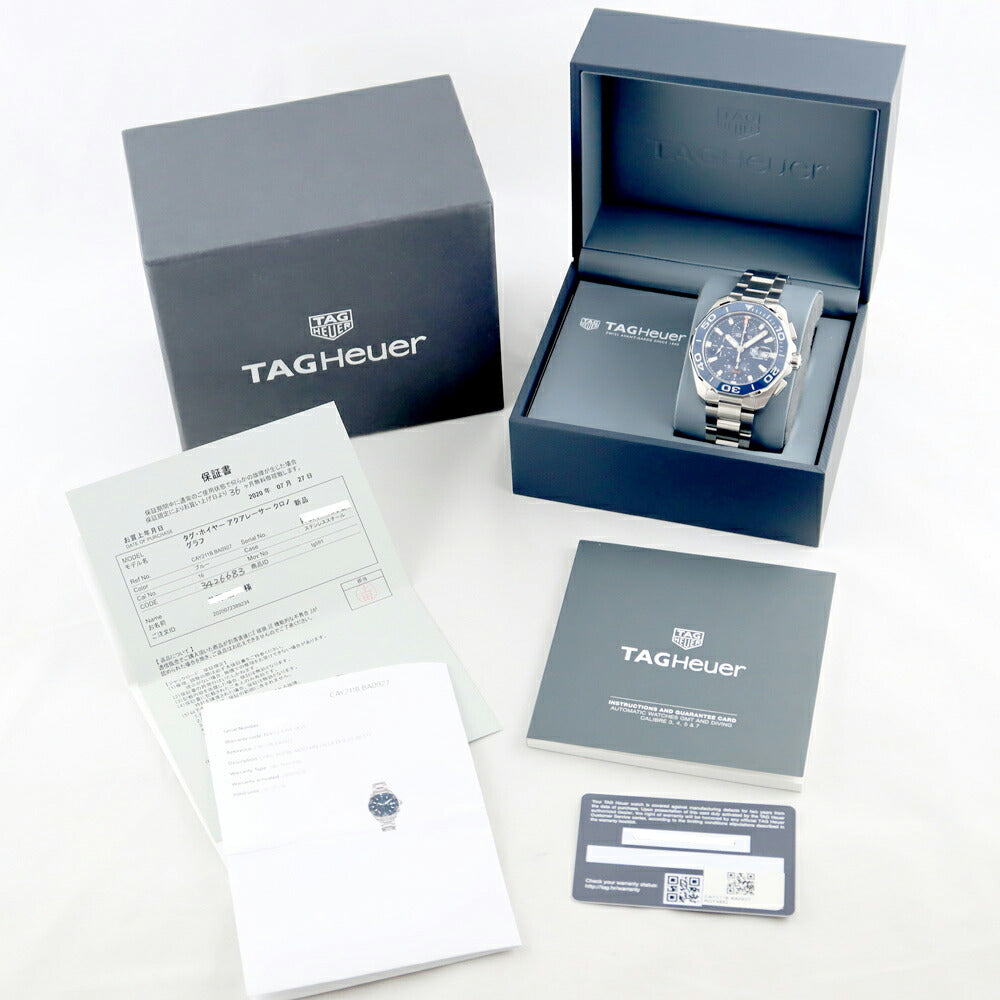 TAG HEUER Tag Hoier Aqua Relier Chronograph Calibur 16 CAY211B BA0927 Date Blue Navy SS Stainless Men Automatic winding [6 months warranty] [Watch] [Used]