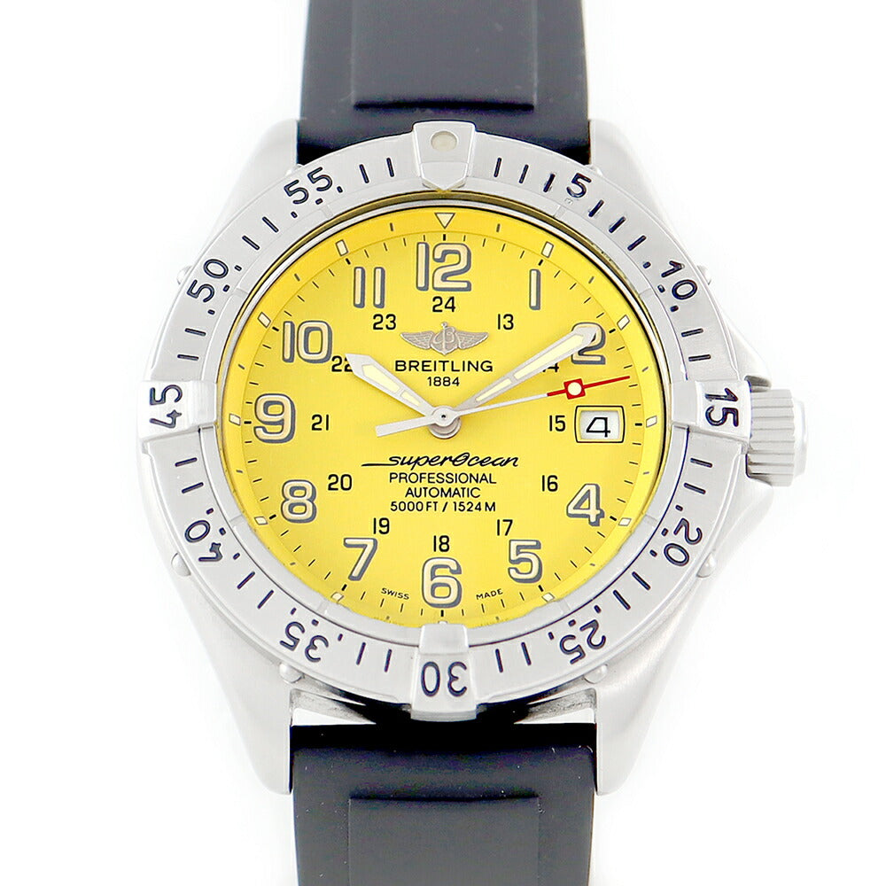 BREITLING Breitling Super Ocean Professional A17045 Date Yellow Yellow SS Stainless Steel Genuine Belt Genuine Tuck Men's Automatic Wind