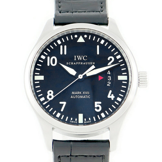 内部点検済 IWC インターナショナルウォッチカンパニー パイロットウォッチ マークXVII IW326501 デイト 黒 ブラック SS ステンレス 純正ベルト 純正尾錠 メンズ  自動巻き マーク17【6ヶ月保証】【腕時計】【中古】