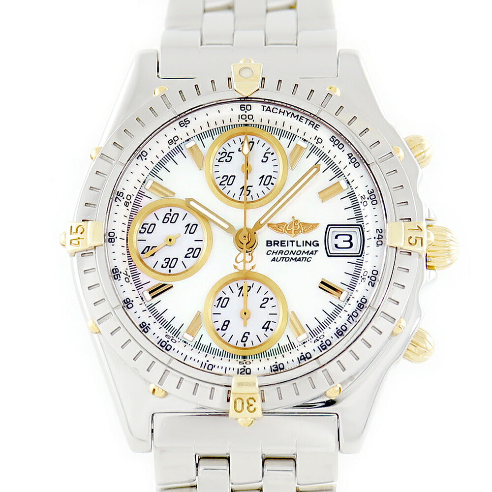 BREITLING Breitling Chrono Mat Vicolo B13050.1 Chronograph Date White Shell SS Stainless steel YGP Yellow Gold Combi Men's Automatic Winding B13050 [Self -warranty 6 months] [Watch] [Used]