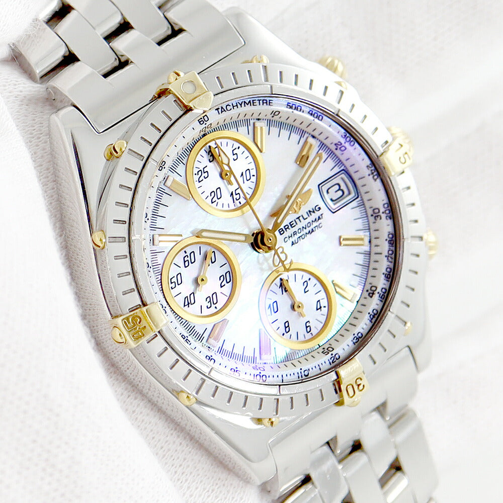 BREITLING Breitling Chrono Mat Vicolo B13050.1 Chronograph Date White Shell SS Stainless steel YGP Yellow Gold Combi Men's Automatic Winding B13050 [Self -warranty 6 months] [Watch] [Used]