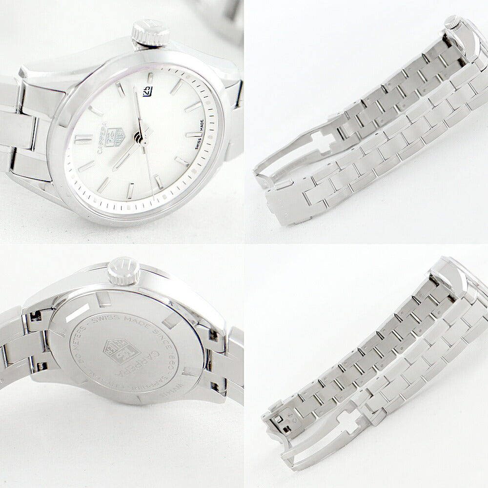 Battery replacement TAG HEUER Tag Hoire Carrera WV1415 BA0793 Date White White Shell SS Stainless Ladies Quartz [6 months warranty] [Watch] [Used]