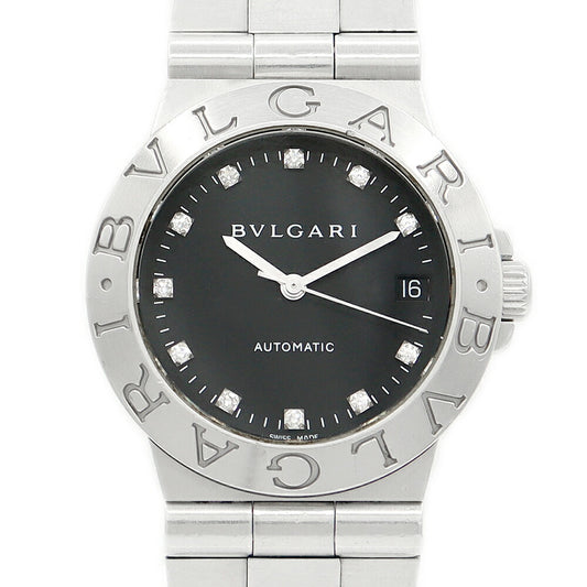 BVLGARI Bulgari Diagano Sports LCV35S 11p Diamond Date Black Genuine Diamond SS Stainless Men Automatic Wind [6 months warranty] [Watch] [Used]