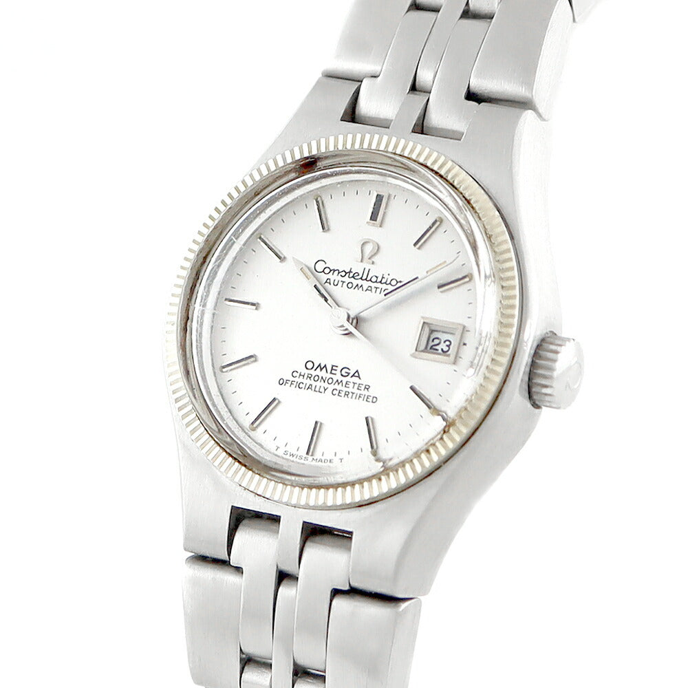 Rare product Omega Omega Constellation Chronometer WG Besel 568.0017 Cal.685 24 Stone Date Silver K18WG White Gold SS Stainless Ladies Automatic Wind Antique Vintage [Watch] [Used]