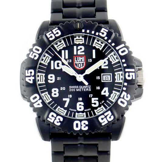 電池交換済 LUMINOX ルミノックス ネイビーシールズ 3050 デイト カーボン 黒 ブラック メンズ クォーツ【6ヶ月保証】【腕時計】【中古】