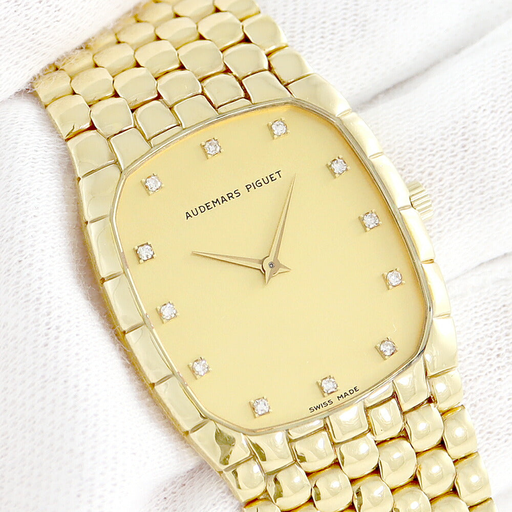 Audemars Piguet Audemars Piguet Solid Gold Gold Genuine Diamond 12P Diamond K18YG Yellow Gold Gold Golden Gold Men's Boys Ladies Ladies Ladies Hand -Roll AP [Watch] [Used]