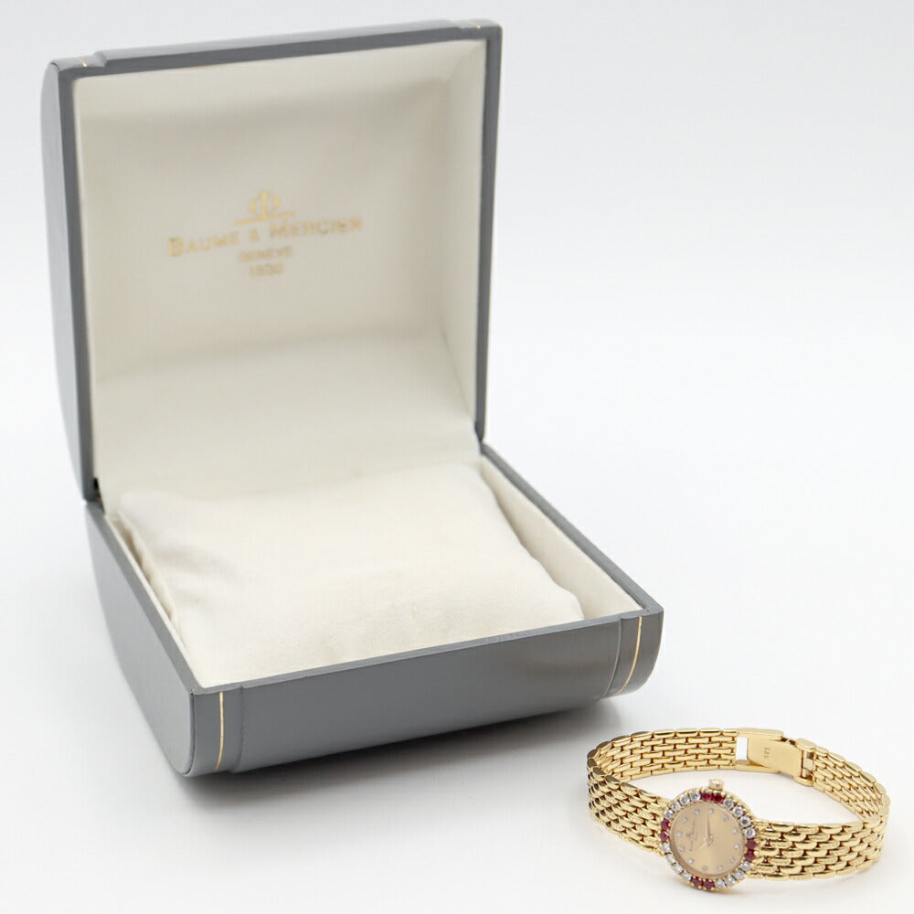 BAUME & MERCIER Baume & Mercier 166509 Diamond Bezel Ruby Bezel 12P Diamond Gold K18YG Yellow Gold Golden Solid Ladies Quartz [6 months Warranty] [Watch] [Used]