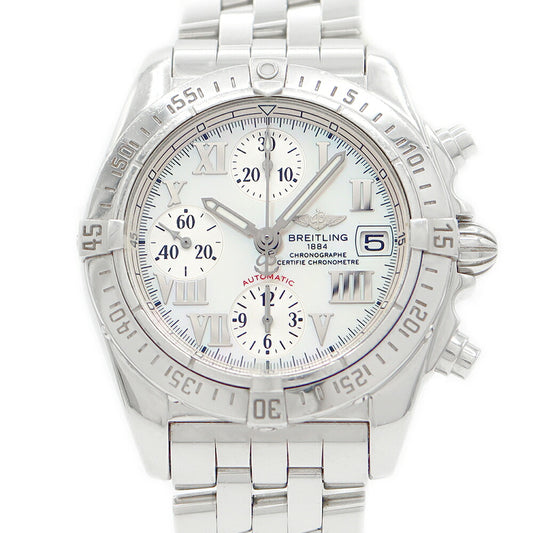 BREITLING ブライトリング A13358 A152A95PA クロノコックピット クロノグラフ 100m防水 デイト 白 ホワイト シェル SS ステンレス 自動巻き【6ヶ月保証】【腕時計】【中古】