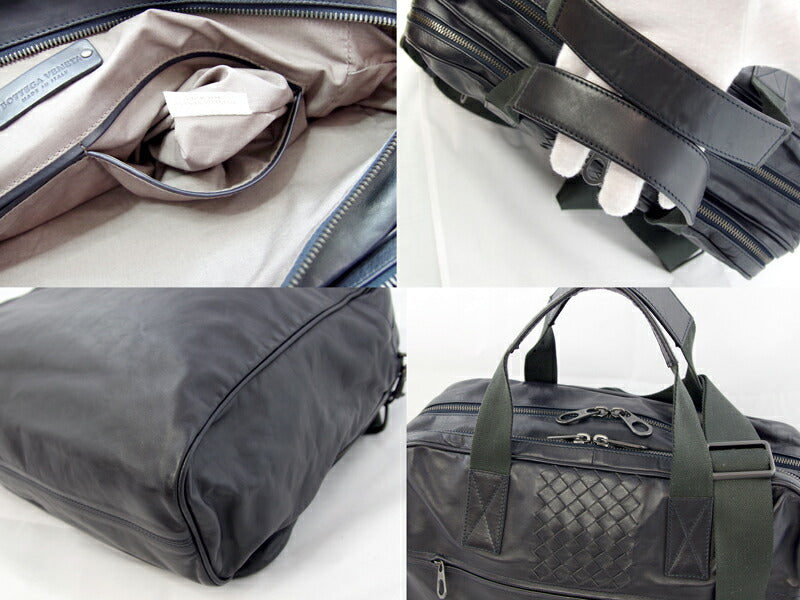 BOTTEGA VENETA ボッテガヴェネタ イントレチャート 2WAY ビジネス ショルダー ハンド バッグ 245173 ダークネイビー ブリーフ レザー 【バッグ】【中古】