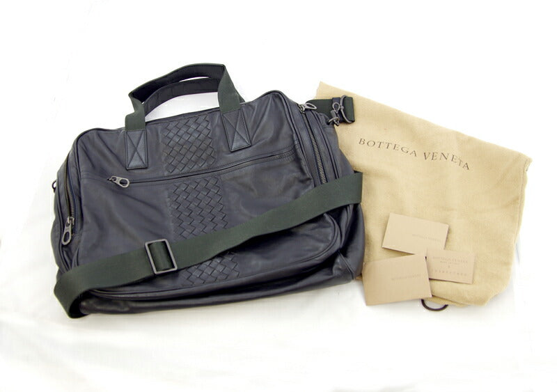 BOTTEGA VENETA ボッテガヴェネタ イントレチャート 2WAY ビジネス ショルダー ハンド バッグ 245173 ダークネイビー ブリーフ レザー 【バッグ】【中古】