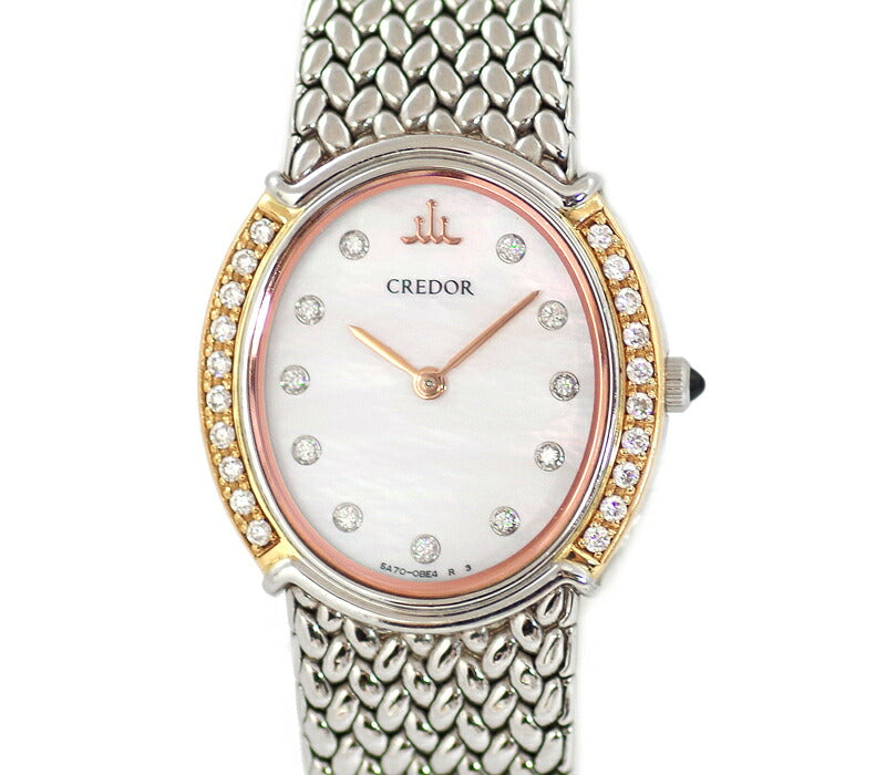 Battery replacement Seiko Seiko Credor 5A70-0AT0 GSWE946 11P Diamond White Shell Dial K18PG Pink Gold SS Ladies Quartz [Watch] [Used]