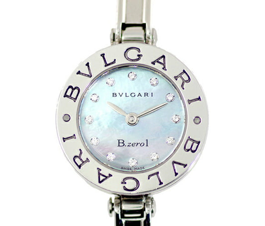 メンテ済み BVLGARI ブルガリ B-zero1 ビーゼロワン BZ22S 12P ダイヤモンド ブルーシェル 文字盤 SS レディース クォーツ 【腕時計】【中古】