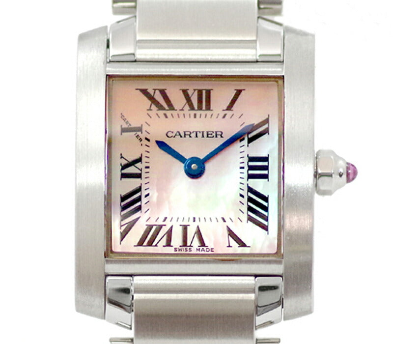 Battery replaced Cartier Cartier tank Francase SM W51028Q3 Pink shell dial SS Stainless Ladies Quartz [Watch] [Used]