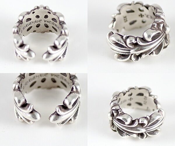 Genuine CHROME HEARTS Chrome Hearts Double Floral Ring Ring No. 17 #57 SV925 Silver 925 Invoissing Cross [Jewelry] [Used]