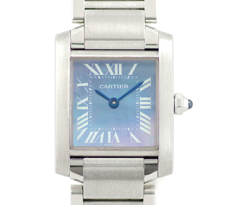 Battery replaced Cartier Cartier tank Francia SM W51034Q3 Blue Shell Dial SS Stainless Ladies Quartz [Watch] [Used]