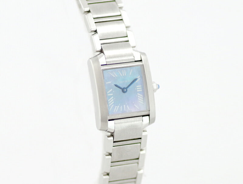 Battery replaced Cartier Cartier tank Francia SM W51034Q3 Blue Shell Dial SS Stainless Ladies Quartz [Watch] [Used]