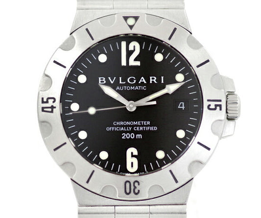 BVLGARI Bulgari Diagano Skuba SD38S 200m Waterproof Black Black Dial SS Stainless Men Automatic Wind [3 months warranty] [Watch] [Used]