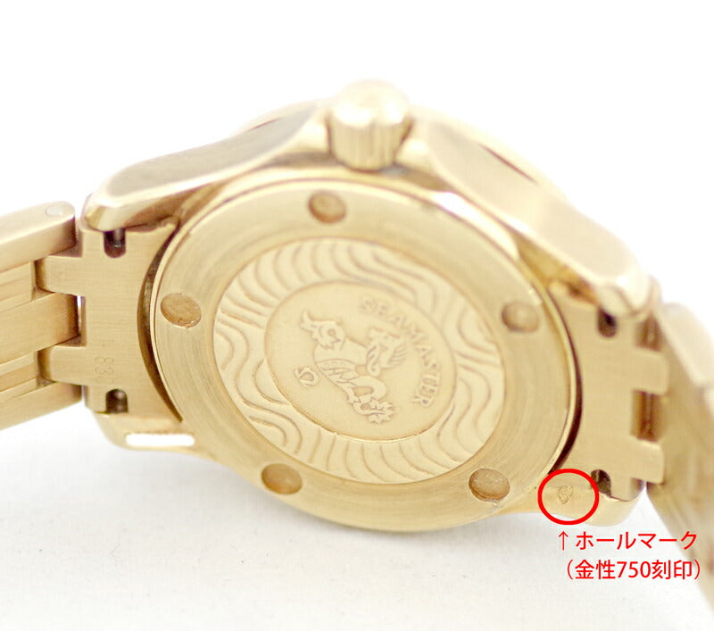 OMEGA Omega Sea Master 120m Genuine Diamond Gold Solid 2185.15 12PD Diamond Gold Dial K18YG Yellow Gold Ladies Quartz [Watch] [Used]