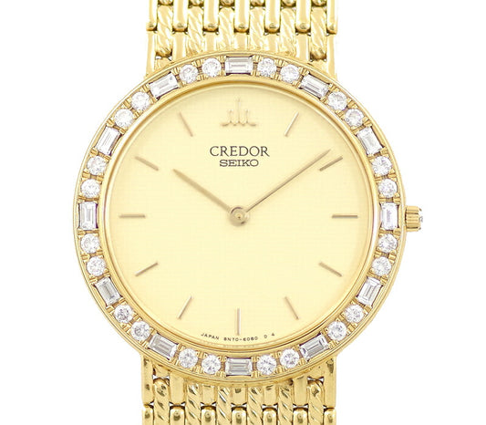 Battery replacement SEIKO Seiko Credor Credor 8N70-6190 Genuine Diamond Bezel Bucket Gold Dial K18YG Yellow Gold Golden Fragile Ladies Boys Quartz 8N70 6190 [Watch] [Used]