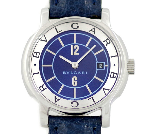 Battery replacement BVLGARI Bulgari solo tempo ST29S JAL In -flight sales Limited Blue Blue Blue Dial SS Stainless Steel Genuine Belt Ladies Quartz [Watch] [Used]