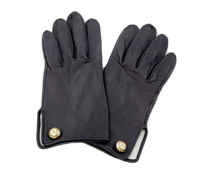 CHANEL シャネル ココマーク レザーグローブ ダークブラウン 茶