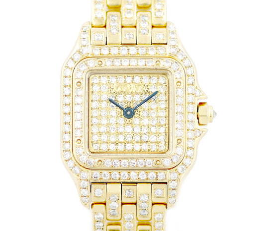 Cartier Cartier Cartier Cartier Cartier Cartier Cartier Cartier Double Diamond Diamond Besel Diamond Diamond Diamond Dial 750 K18 Y Gold Golden Fragile Ladies Quartz After Diamond [Watch] [Used]