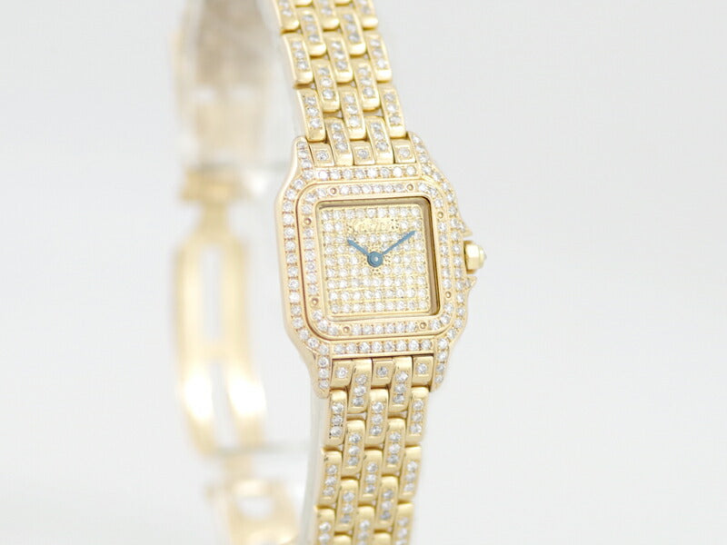 Cartier Cartier Cartier Cartier Cartier Cartier Cartier Cartier Double Diamond Diamond Besel Diamond Diamond Diamond Dial 750 K18 Y Gold Golden Fragile Ladies Quartz After Diamond [Watch] [Used]