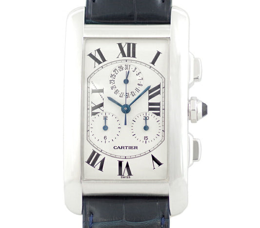 Cartier Cartier Tank American LM Chrono Reflex Golden Chronograph Permanent Calendar Date White Ivory Dial K18WG White Gold Genuine Belt Genuine K18WG Buckle Men's Quartz [Watch] [Used]