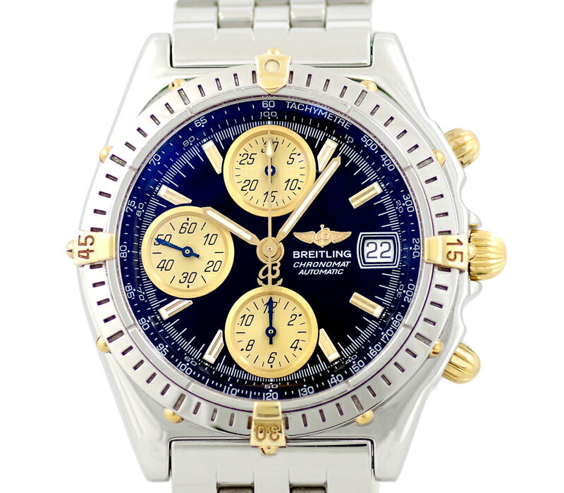 BREITLING Breitling B13050 Chrono Mat Vicolo Chronograph Date Black Black Dial SS Stainless Steel Yellow Gold Combination Men's Automatic Wind [Watch] [Used]
