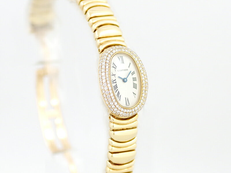 Cartier Cartier Cartier Cartier Cartier Mini Venuy White Ivory White Ivory Dial K18 Yg Yellow Gold Golden Fruit Diamond Ladies Quartz [Watch] [Used]