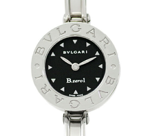 電池交換済 BVLGARI ブルガリ B-zero1 ビーゼロワン BZ22S 黒 ブラック 文字盤 SS ステンレス レディース クォーツ バングル ウォッチ【6ヶ月保証】【腕時計】【中古】